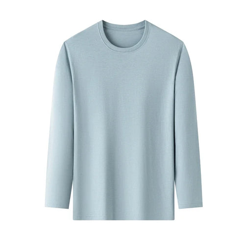 Men's Solid Color round Neck Long Sleeve T-Shirt Cotton Summer