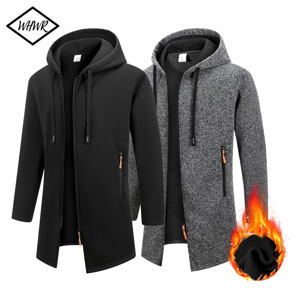 Men's Retro Zipper Jacket Mid Length Windbreaker Spring Autumn Winter