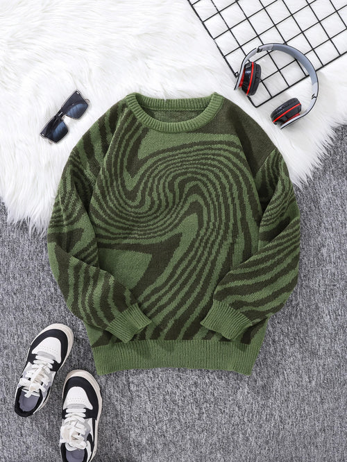 New Popular Autumn and Winter Maze Jacquard Pattern Pullover Sweater