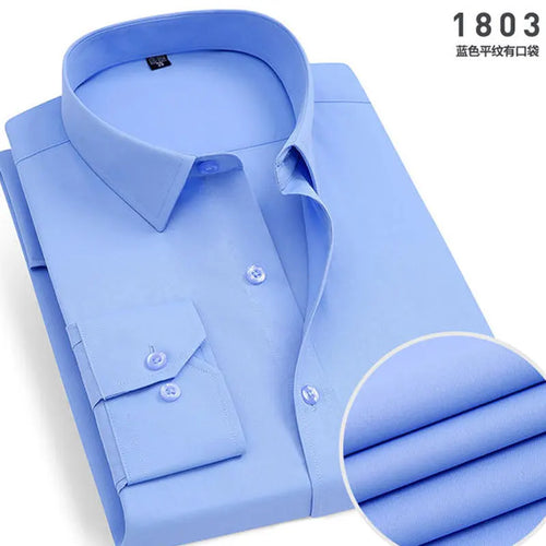 Men's long-sleeved shirt business casual solid color striped plaid