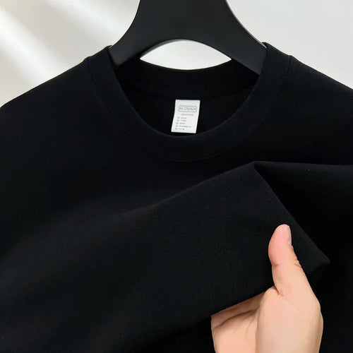 100% Pure Cotton Summer High-end Brand Men's Short Sleeve Round Neck