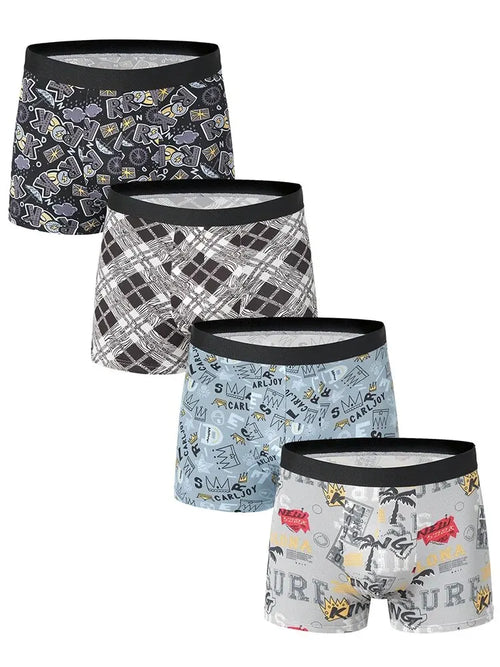 4 Pieces European and American Size MEN'S FASHION Printed Boxer