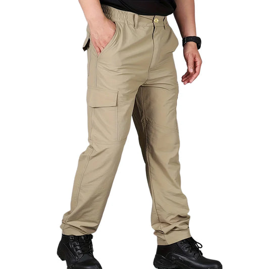 Casual Men Pants Summer Multiple Pockets Cargo Pants Quick Dry Thin