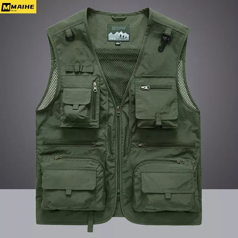 14 Pockets Summer New Men US Tactical Hiking Fishing Vest Mens