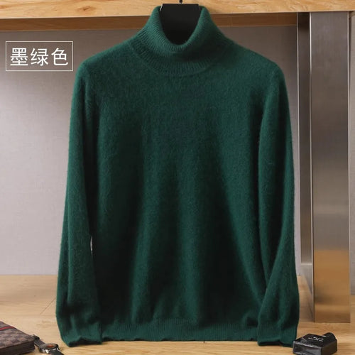 Men's 100% pure Mink velvet Cashmere Sweater High Lapels Pullovers