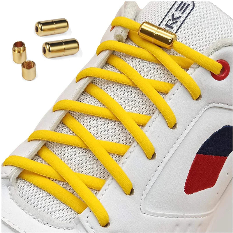 21 Colors No Tie Shoelaces For Sneakers Elastic Shoe Laces Round Metal