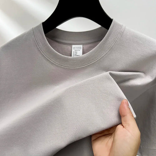 100% Pure Cotton Summer High-end Brand Men's Short Sleeve Round Neck