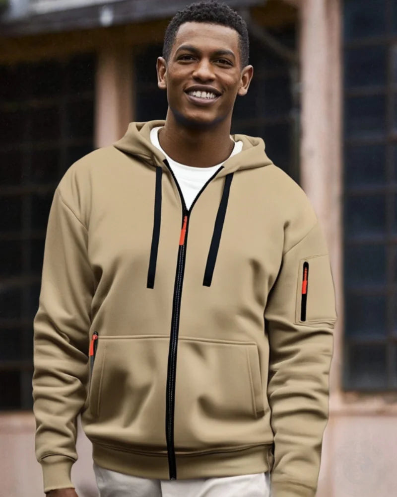 Casual top men's 2024 autumn and winter sportswear solid color men's