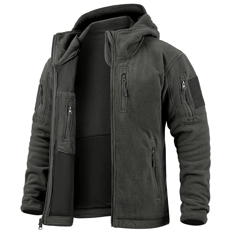 Men's Tactical Fleece Jacket Winter Warm Full Zip Military Hoodies