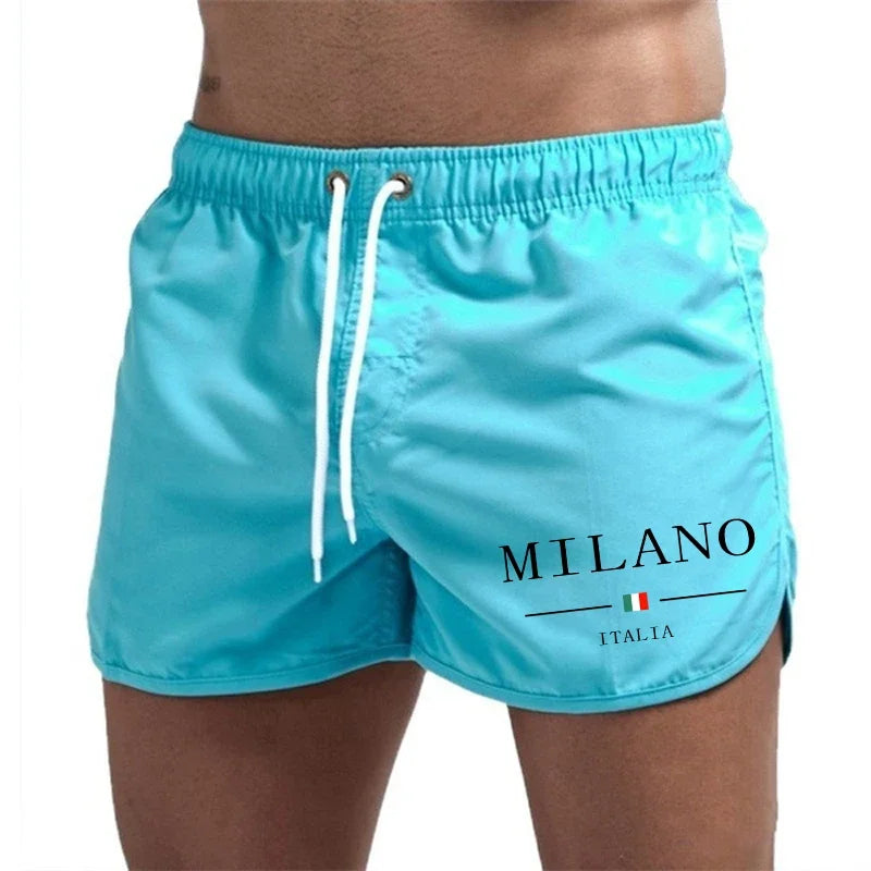 2025 Summer Men's Beach Shorts Urban Print Beach Trunks Jogging Casual