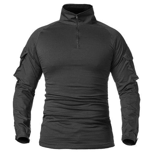 Men's Long Sleeve Combat Shirt 1/4 Zipper Ripstop Cotton Tactical