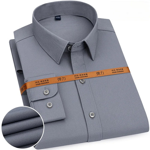 New Men's Solid Color Business Shirt Formal Fashion Thin Classic Basic