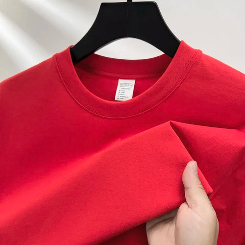 100% Pure Cotton Summer High-end Brand Men's Short Sleeve Round Neck