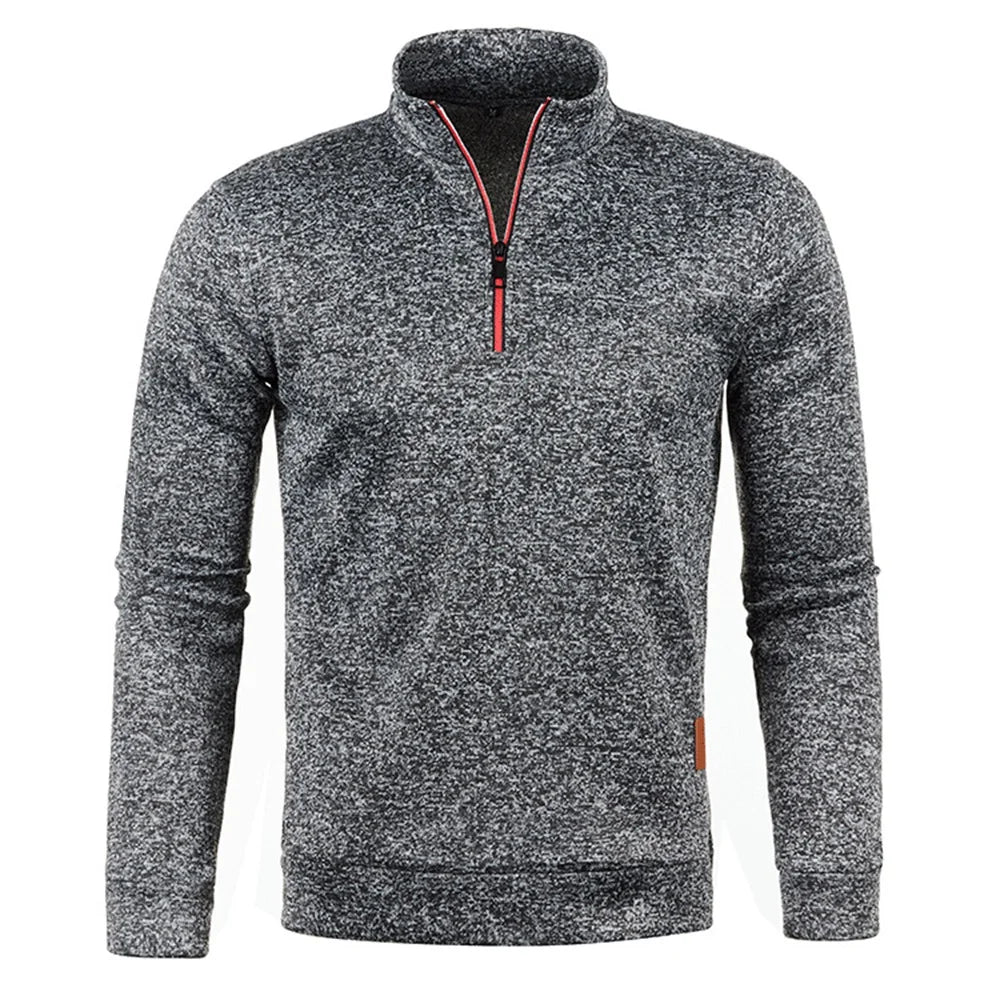 Men Pullover Men's Thicker Sweatshirts Half Zipper Pullover for Male