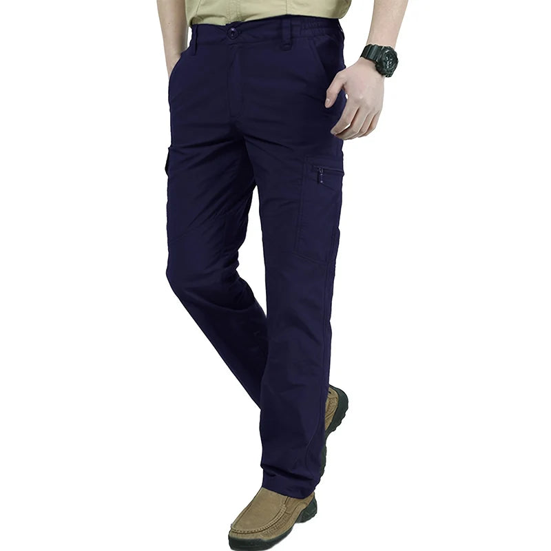 Casual Men Pants Summer Multiple Pockets Cargo Pants Quick Dry Thin