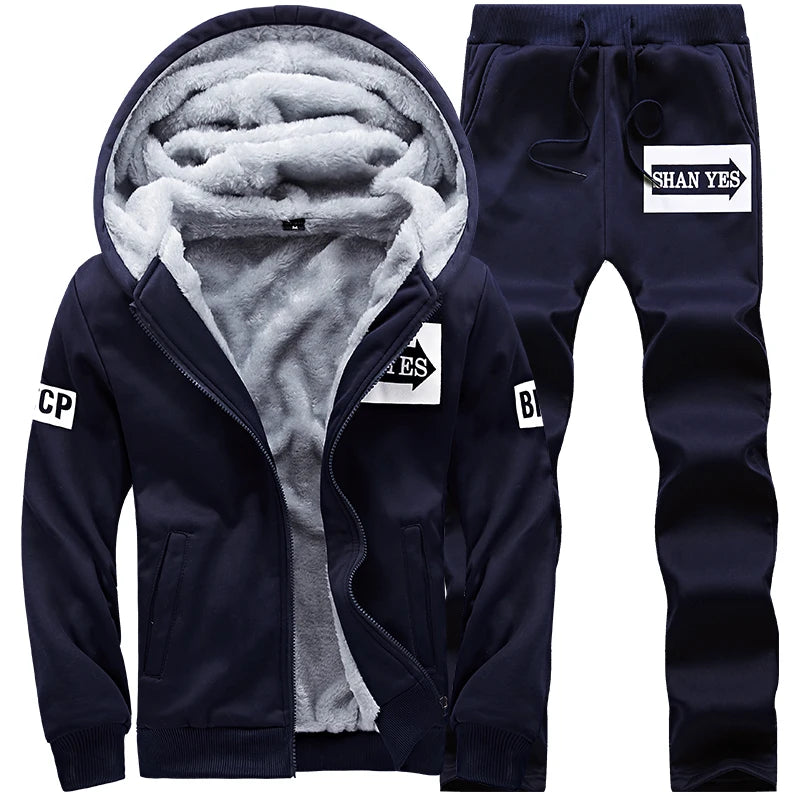 Wolf Czuadlte2024New Winter Men's Sports Set Casual Pants Hooded