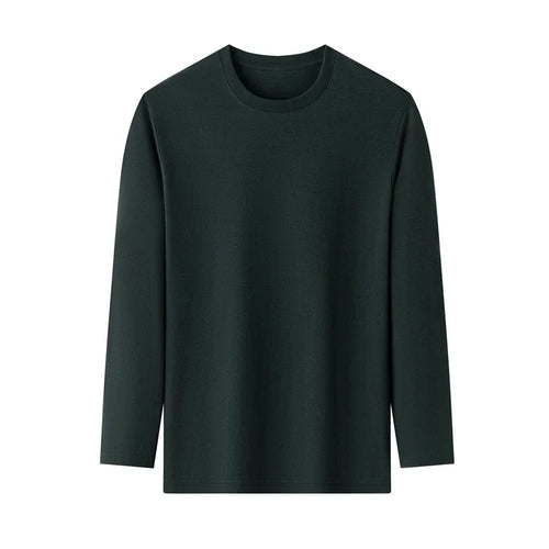 Men's Solid Color round Neck Long Sleeve T-Shirt Cotton Summer