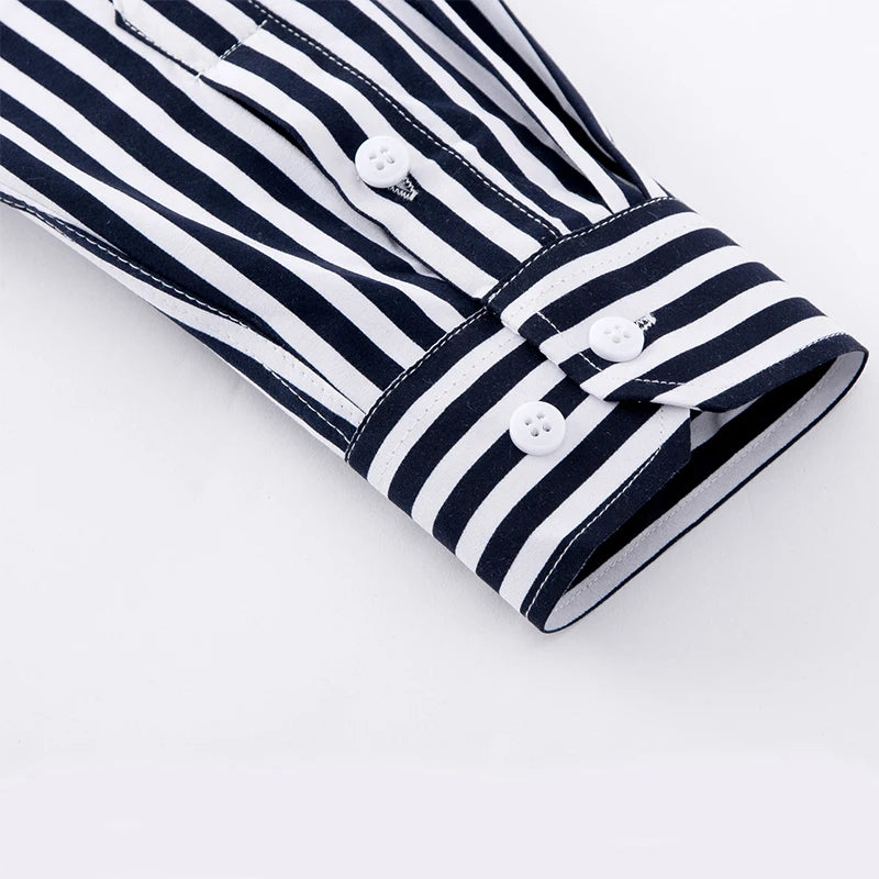 Hot New Men's Formal Shirts Long Sleeve Anti-Wrinkle Office Striped