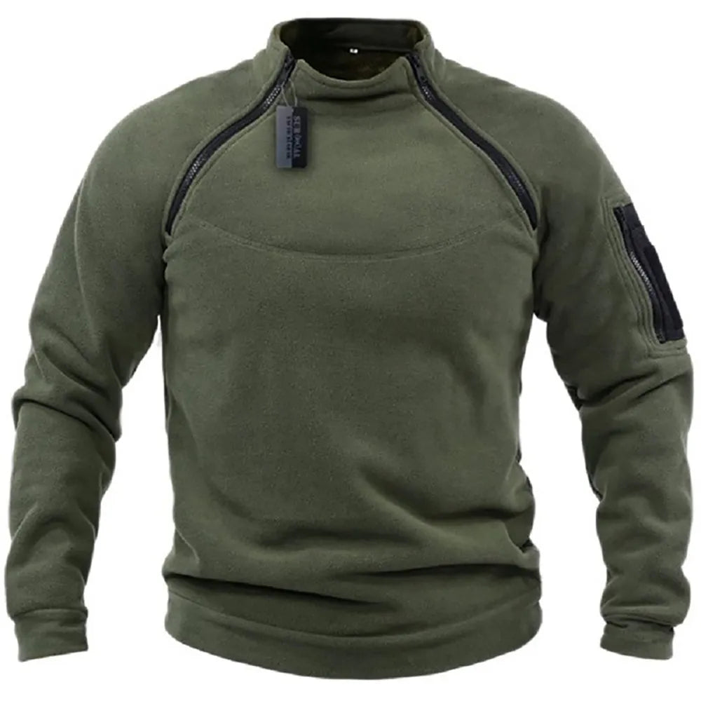 Men's Tactical Outdoor Fleece Jacket Clothes Warm Zippers Pullover Men