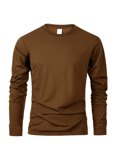Men's Long Sleeve T Shirts Casual Round Neck Moisture Wicking Tees