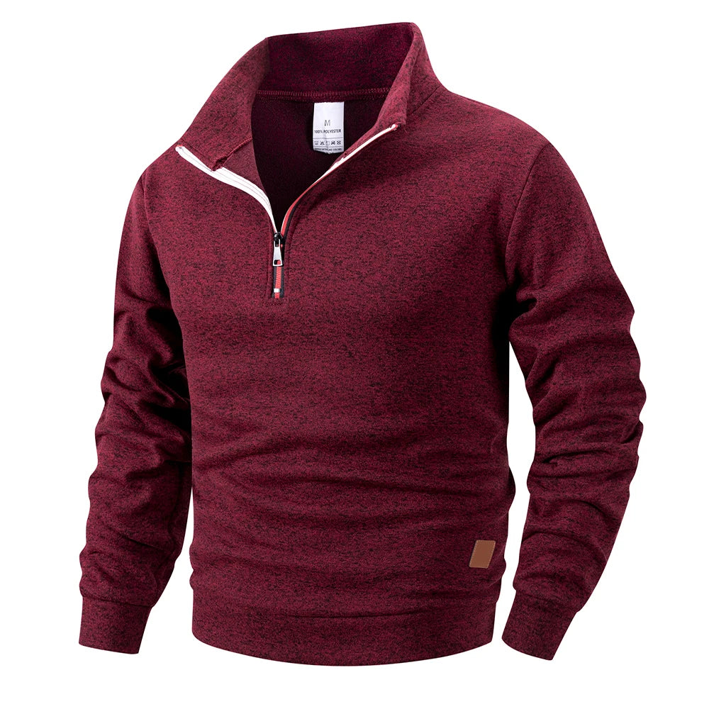Spring Autumn Men's Standing Collar Half Zipper Sportswear Long Sleeve