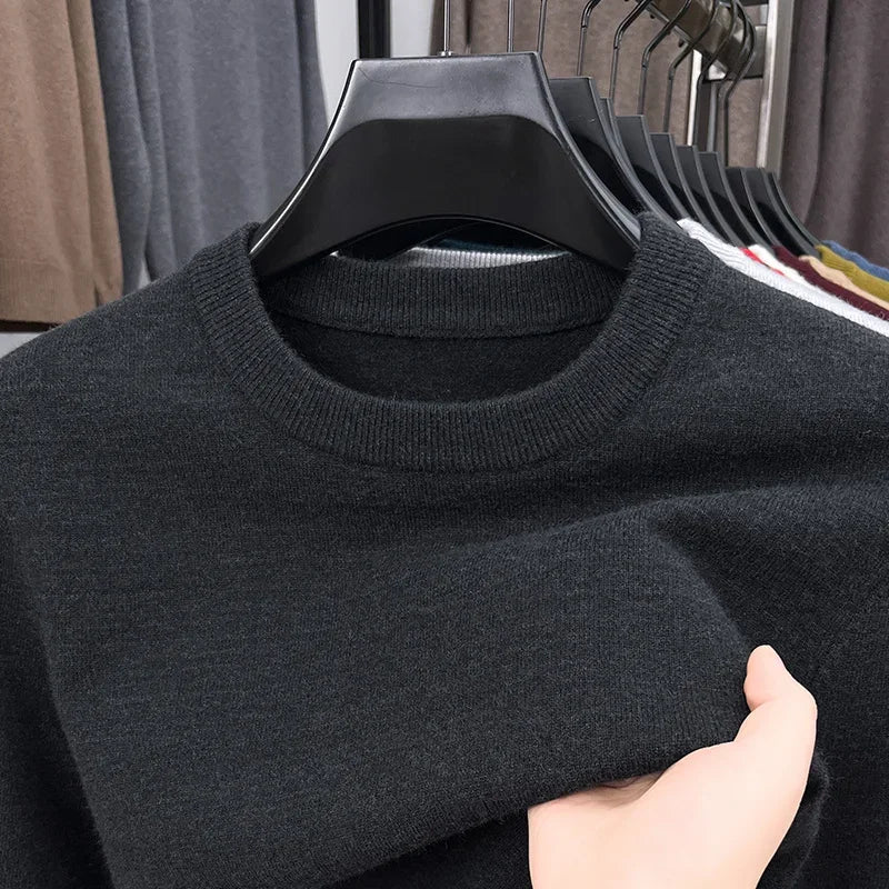 2025 New Men's Casual Sweater Round Neck Long Sleeve Knitted Sweater