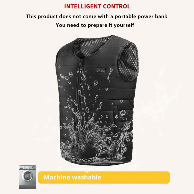 New Winter Unisex V-Neck 22 Zone Heat Resistant Warm Vest Middle-Aged