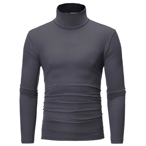 Fashion Men's Casual Slim Fit Basic Turtleneck High Collar Pullover