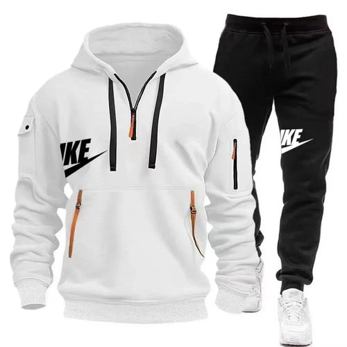 2025 New men's autumn and winter suit zipper hoodie + trousers suit
