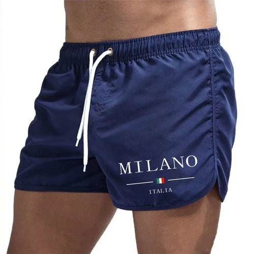 2025 Summer Men's Beach Shorts Urban Print Beach Trunks Jogging Casual