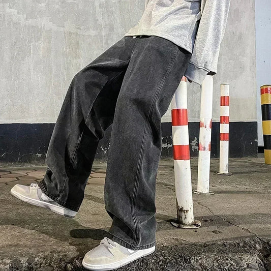 2024 New Streetwear Loose Jeans Men Korean Style Fashion Loose
