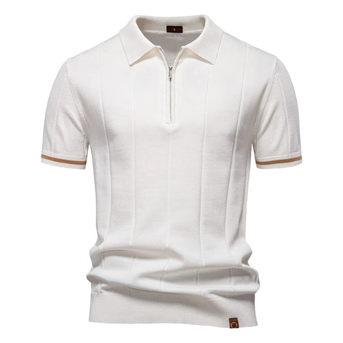 AIOPESON Men's Solid Color Sport Zipper Polo Shirt Athletic Social