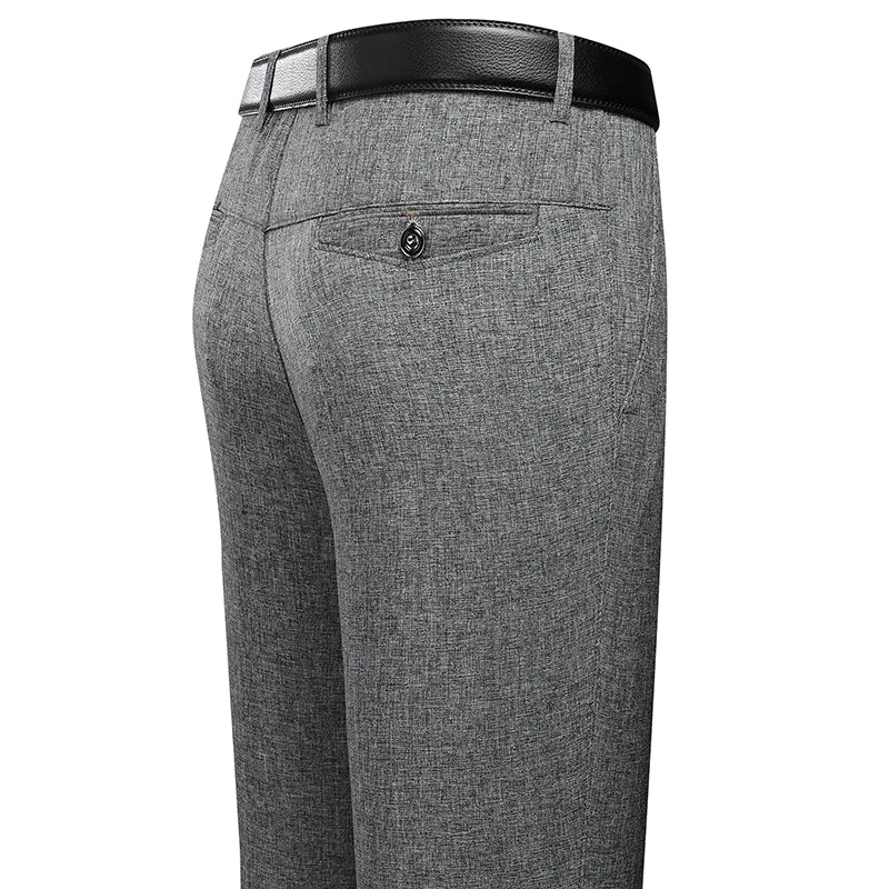 Mens Trousers Business Casual Pants Summer Autumn Dress Straight Pants