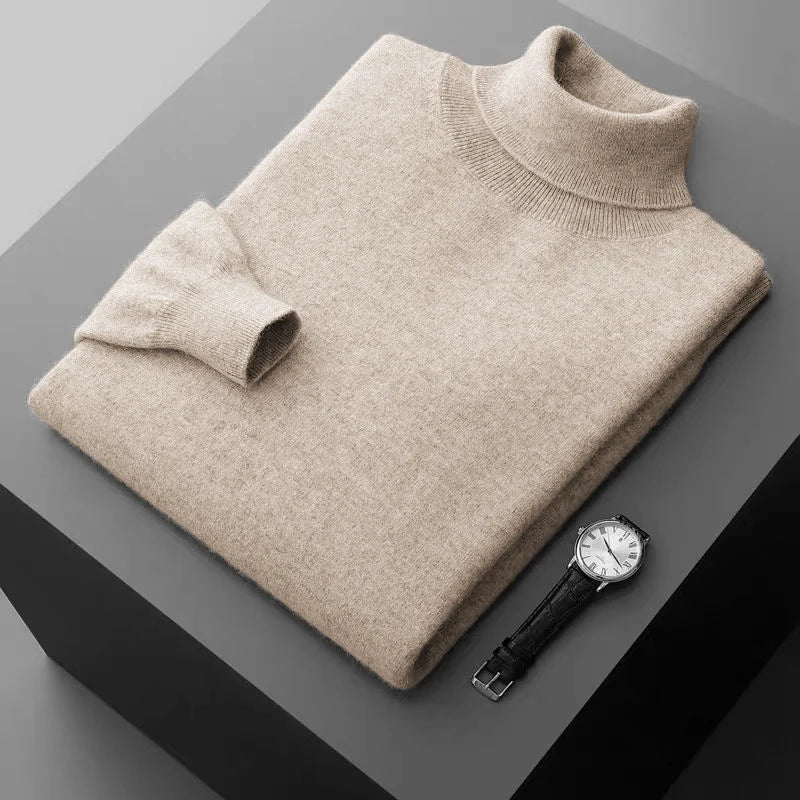 New Men's Turtleneck Pullover Sweater Solid Color Knitted outerwear