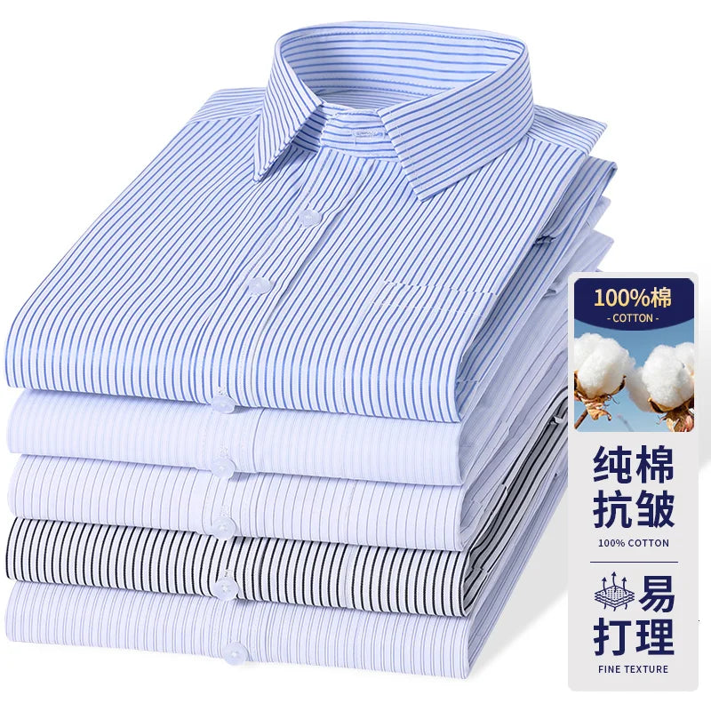 High Quality 100% Cotton Men's Shirts Long Sleeve Slim Fit Business