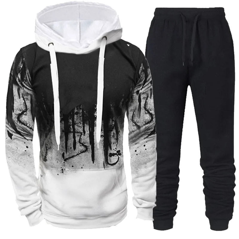 Autumn Winter Trending Tracksuits Men Camouflage Hoodie + Pant 2 Piece