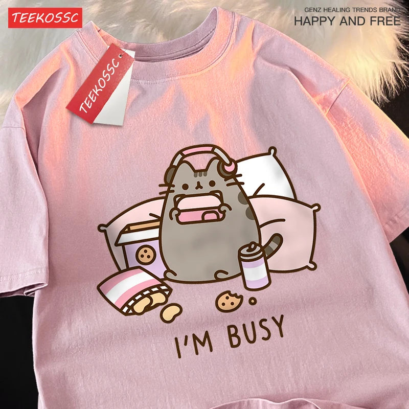 Sorry I'M Busy Cat Playing Games With Headphones Man T Shirt High