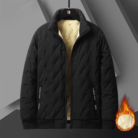2025 New Men's Plus Size  Jacket Imitation Wool Stand Collar Winter