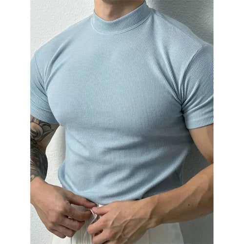 spring summer Elastic Comfortable Men's T-shirt Small high collar