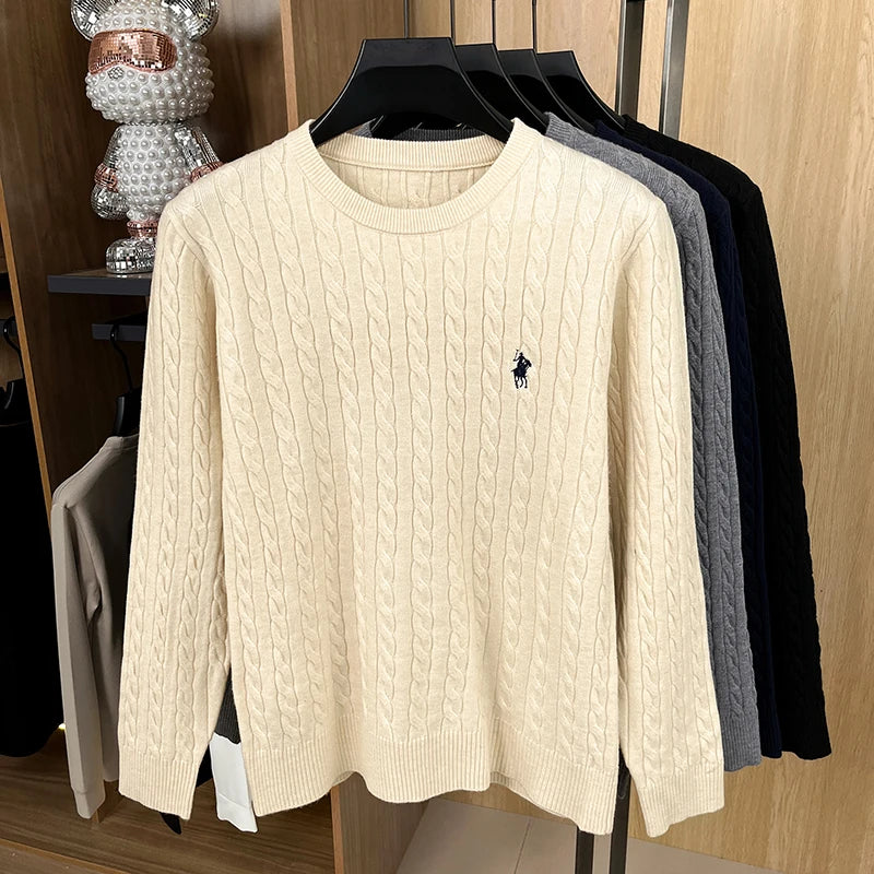 Luxury pony embroidery designer brand sweater men's new fashion unique