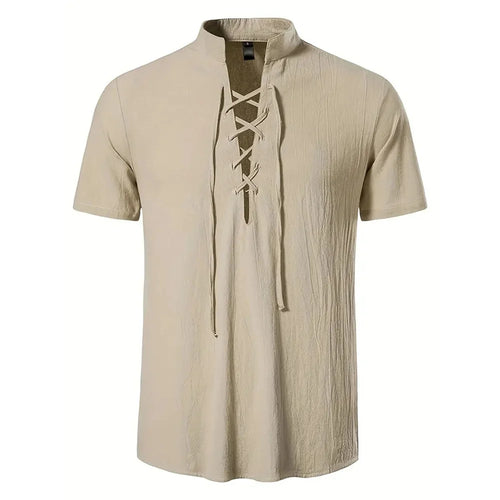 Men's Retro Shirt Short Sleeve Cotton Linen Lightweight Breathable