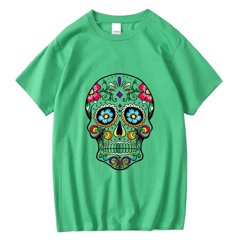 Men's T-shirt High Quality 100% Cotton Street Style Loose Cool Skull