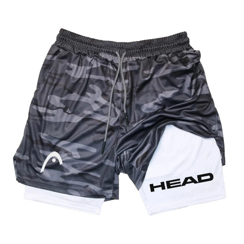 Anime Berserk Head Running Shorts Men Fitness Gym Training 2 in 1
