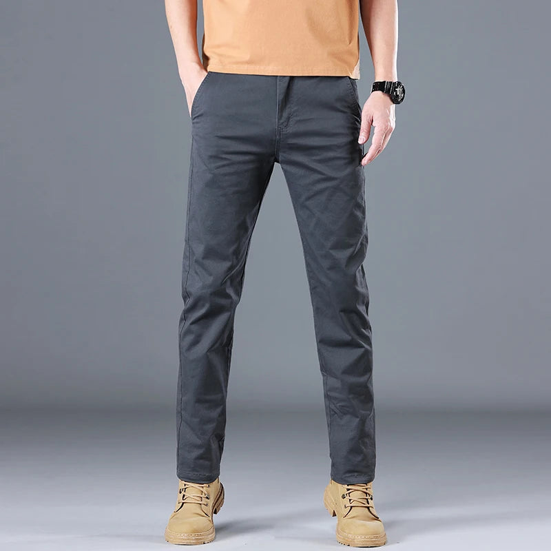 2024 Men's High Quality Pure Cotton Classic Solid Color Casual Pants