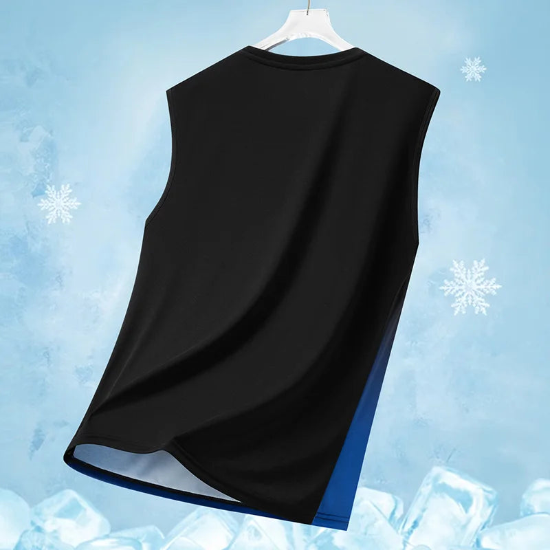 Men's Gradient Sports Vest Lightweight Sleeveless round Neck T-Shirt