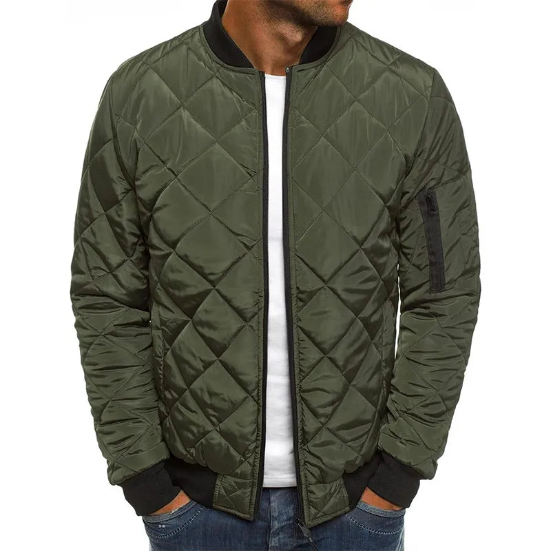 Winter New Cotton Jacket Men's Baseball Collar Mesh Pressed