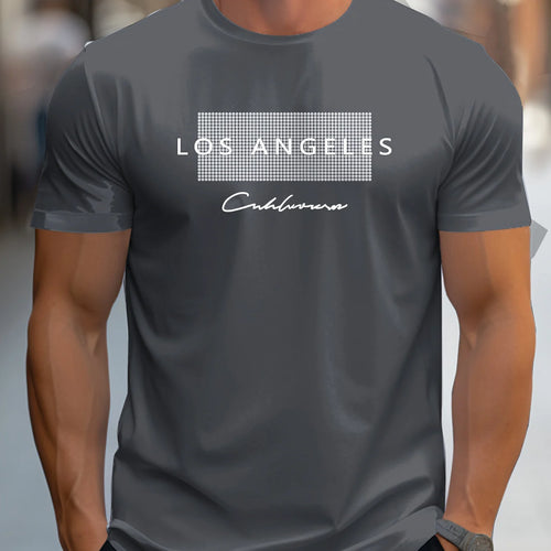 Men's 100% cotton summer loose fit large Los Angeles Graphic printed