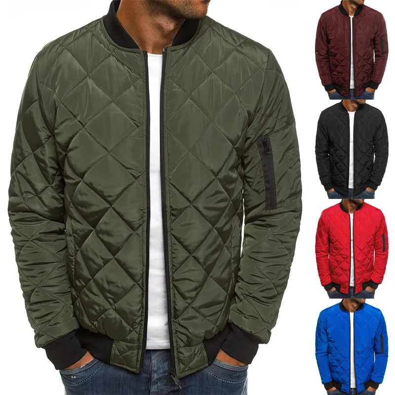 Winter New Cotton Jacket Men's Baseball Collar Mesh Pressed