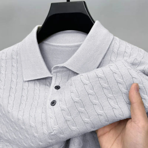 Autumn Men's Knitted Pullover Sweaters Cable Woolen Button Sweater
