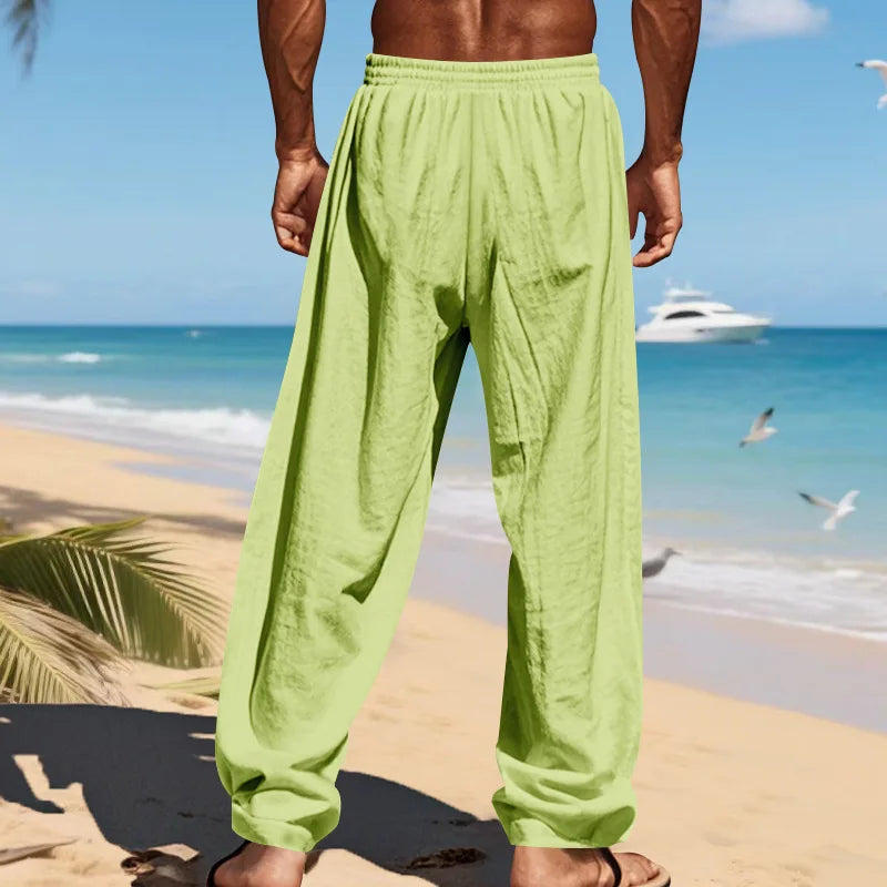 Men's 16-Color Breathable Linen Yoga Pants Loose Casual Sportswear for